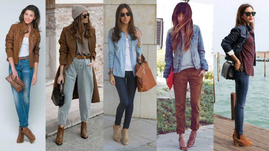 джинсы или куртки прекрасно сочетаются с коричневым цветом